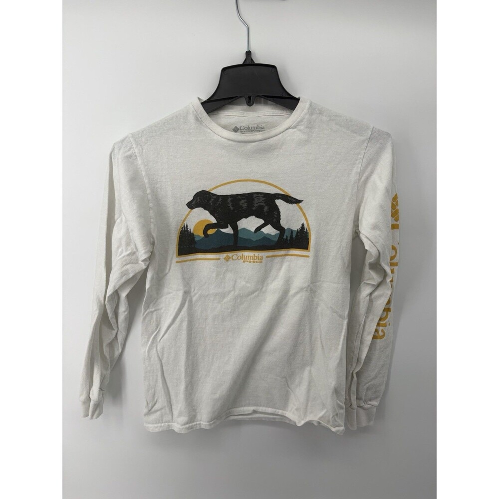 Columbia PHG Graphic T Shirt Men’s Small White Hunting Dog Outdoor Long Sleeve